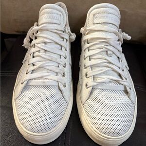 Roberto Cavalli Perforated Leather Fashion Sneakers . Size 42 Made in Italy
